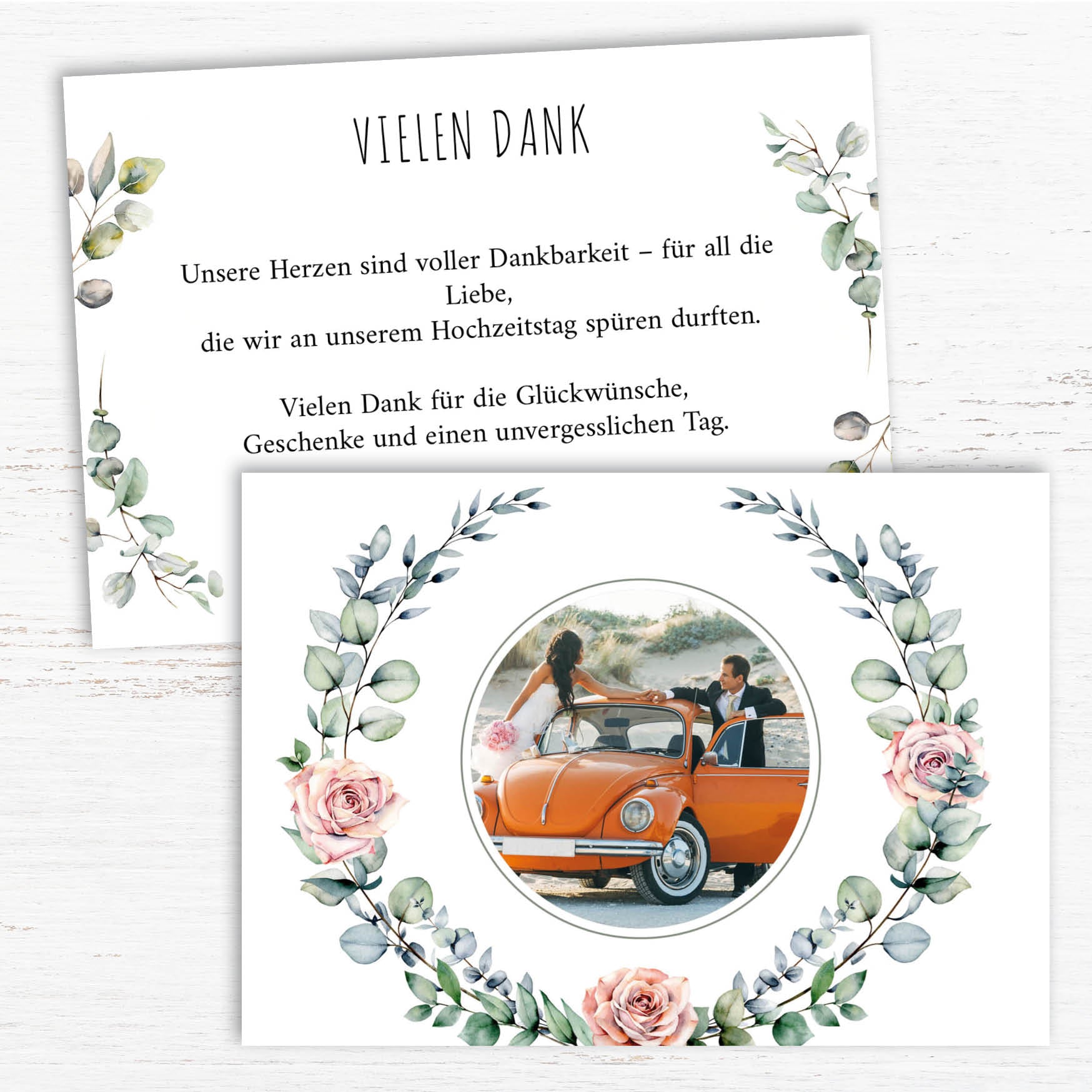 Danksagungskarten zur Hochzeit: Wild flowers mit Foto